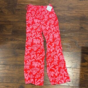 Shade & Shore Red Floral Swim Coverup Pants